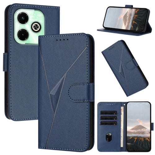 Funda de Cuero con Cierre de Hebilla y Diseño Triangular para Infinix Hot 40I (Azul Real)