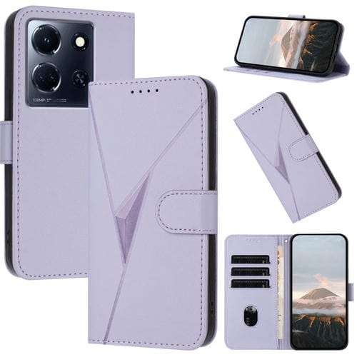 Funda de Cuero con Cierre de Hebilla y Diseño Triangular para Infinix Note 30 5G (Morado Claro)