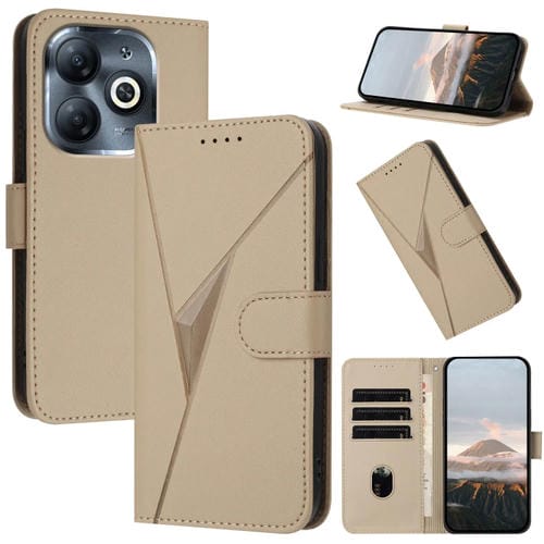 Funda de Cuero con Cierre de Hebilla y Diseño Triangular para Infinix Smart 8 Plus (Dorada)