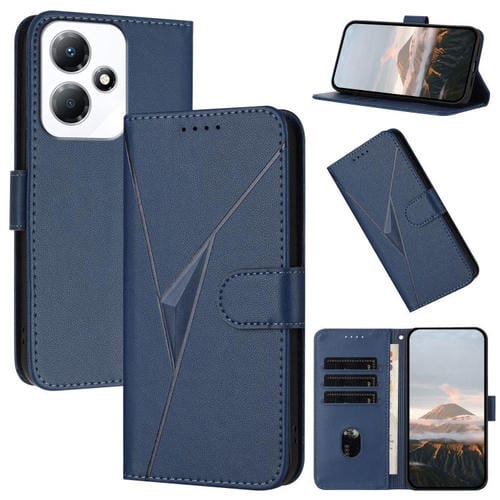 Funda de Cuero con Hebilla y Diseño Triangular para Infinix Hot 30 Play / Hot 30 Play Nfc (Azul Real)