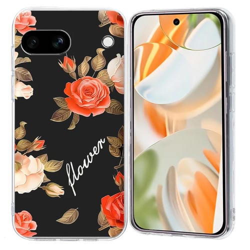 Funda TPU Google Pixel 7A con Patrón de Pintura Colorida (Flores) (Negro)