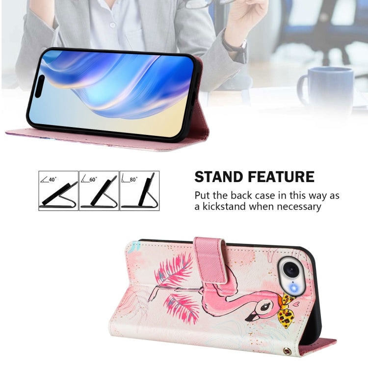 Funda de Cuero para iPhone 16E con Diseño de Dibujo Artístico (Flamenco)