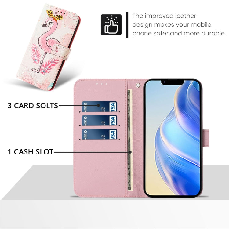 Funda de Cuero para iPhone 16E con Diseño de Dibujo Artístico (Flamenco)