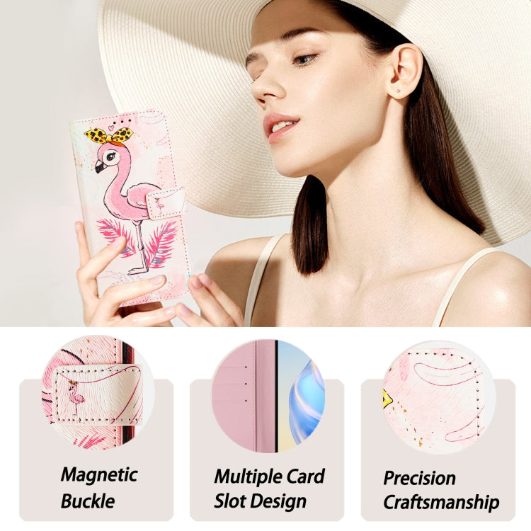 Funda de Cuero para iPhone 16E con Diseño de Dibujo Artístico (Flamenco)
