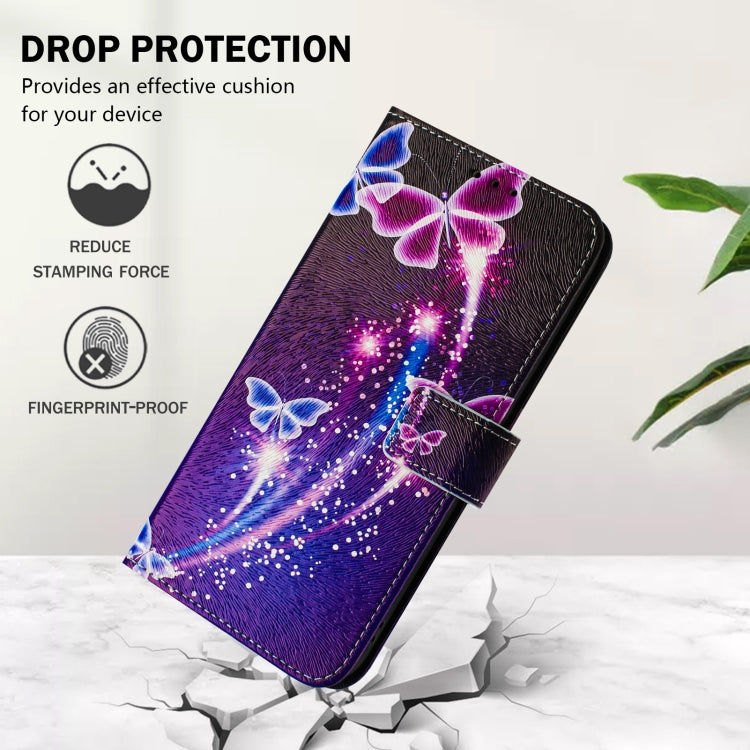 Funda de Cuero para iPhone 16E con Diseño de Dibujo Artístico Mariposa de Fuegos Artificiales (Color)
