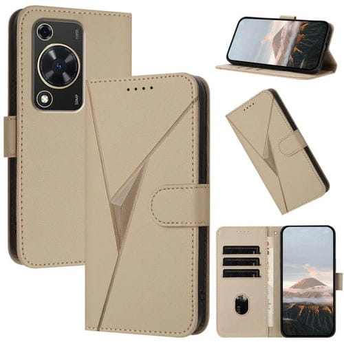 Funda de Cuero con Cierre de Hebilla y Diseño Triangular para Huawei Nova Y72 (Dorada)