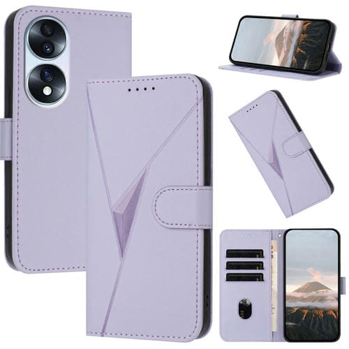 Funda de Cuero con Hebilla y Diseño de Triángulos para Honor 70 (Morado Claro)