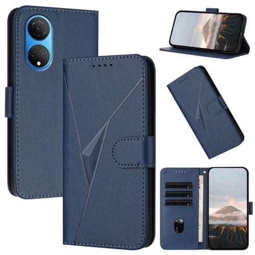 Funda de Cuero con Hebilla y Diseño Triangular para Honor X7 4G Play 30 Plus (Azul Real)