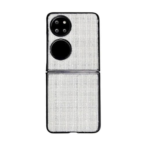 Funda Protectora PC Tela a Cuadros para Huawei P50 Pocket (Blanca)