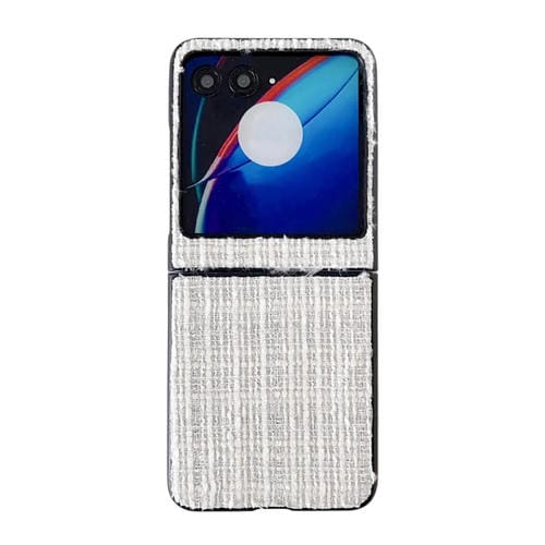 Funda Protectora PC Tela a Cuadros para Motorola Razr 40 Ultra (Blanca)