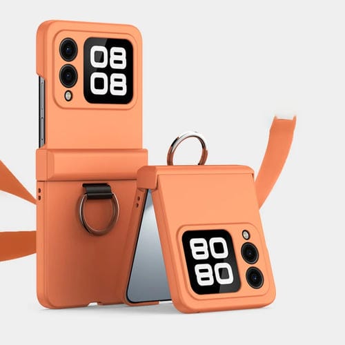Funda para Teléfono Huawei Nova Flip con Anillo Ultrafino y Bisagra (Naranja)