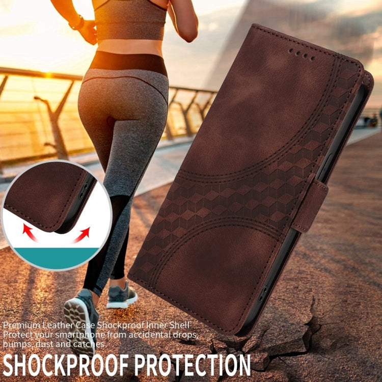 Funda Cuero Tecno Spark 30 4G Diseño Rombos Estrellas (Marrón)