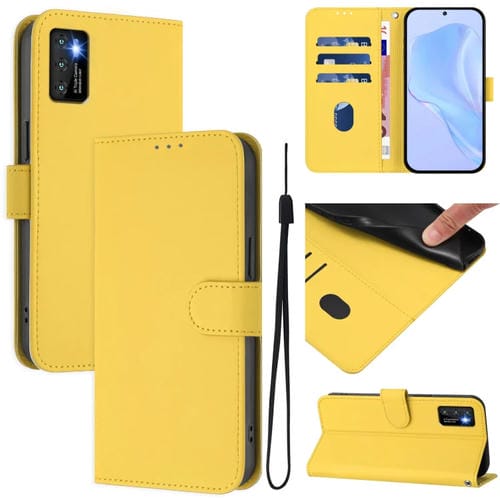 Funda de Piel con Cordón para Teléfono Cubot P50 Skin Feel (Amarillo Limón)