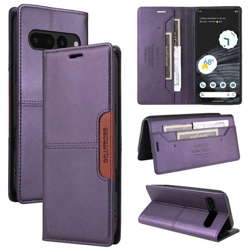 Funda de Cuero Antirrobo Rfid Gqutrobe G01 para Google Pixel 7 Pro (Morado)