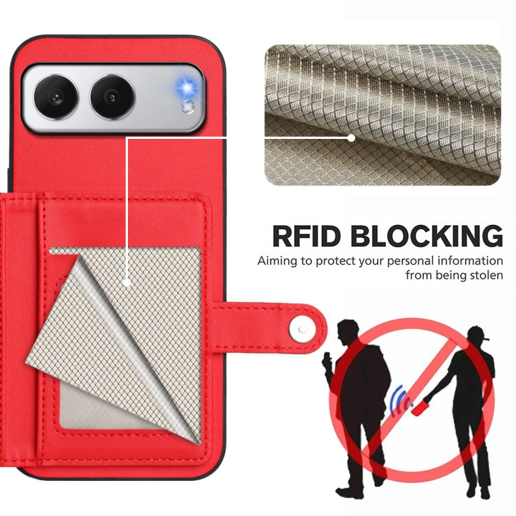 Funda para Teléfono OnePlus Nord Antirrobo con RFID y Tarjetero 4 Botones (Rojo)