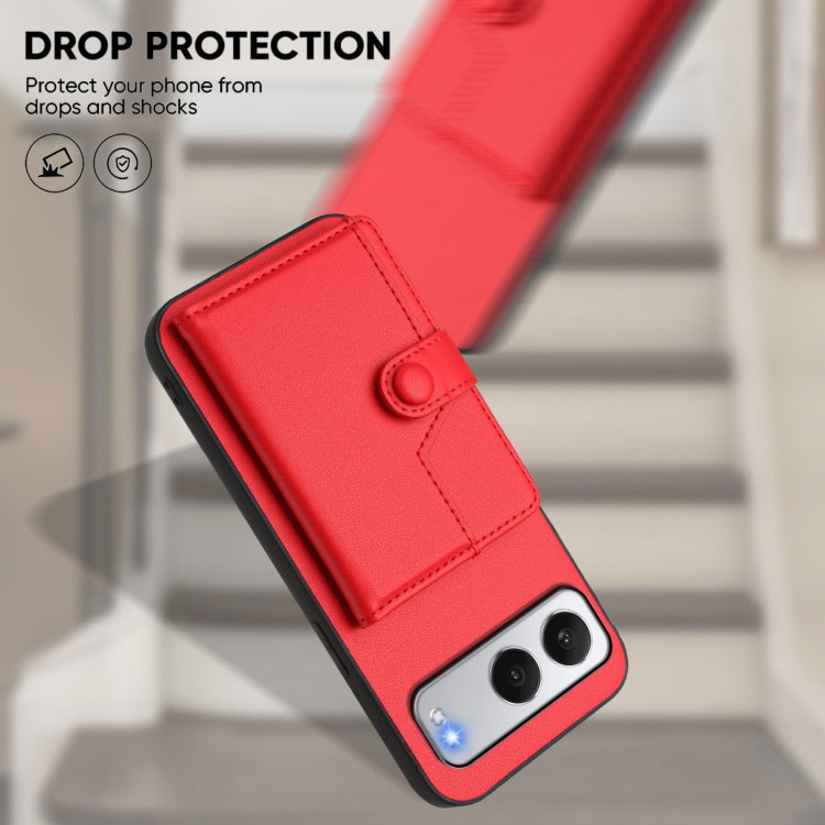 Funda para Teléfono OnePlus Nord Antirrobo con RFID y Tarjetero 4 Botones (Rojo)