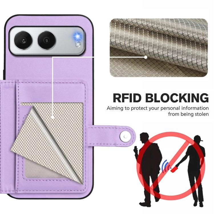 Funda para Teléfono OnePlus Nord Antirrobo con RFID y Tarjetero 4 Botones (Morado)
