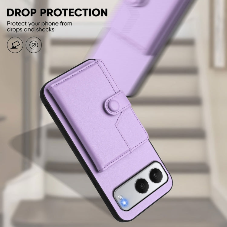 Funda para Teléfono OnePlus Nord Antirrobo con RFID y Tarjetero 4 Botones (Morado)