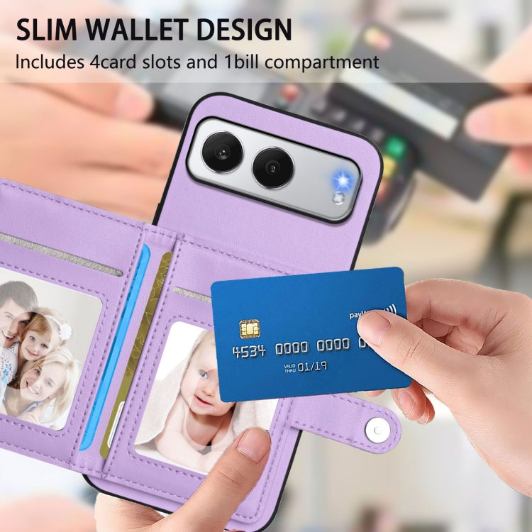 Funda para Teléfono OnePlus Nord Antirrobo con RFID y Tarjetero 4 Botones (Morado)