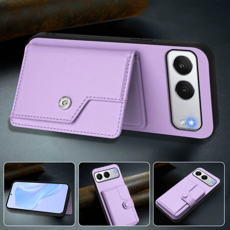 Funda para Teléfono OnePlus Nord Antirrobo con RFID y Tarjetero 4 Botones (Morado)