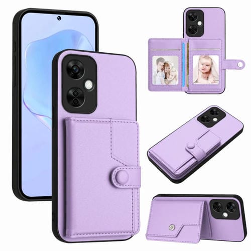 Funda para Teléfono OnePlus Nord CE 3 Lite Antirrobo con Botón y Tarjetero RFID (Morado)