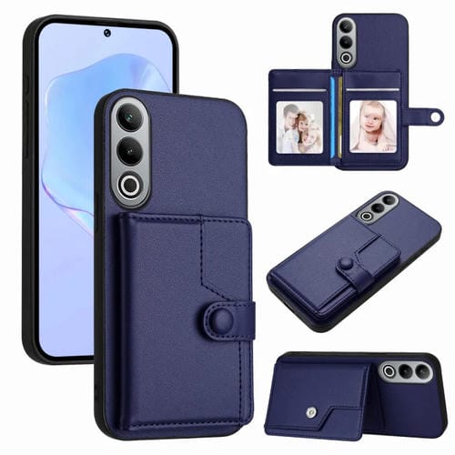 Funda para Teléfono OnePlus Nord CE4 Antirrobo con Botón y Tarjetero (Azul)