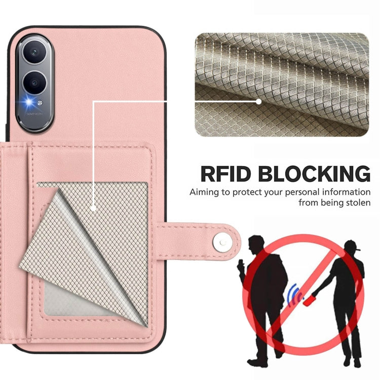 Funda para Teléfono OnePlus Nord CE4 Lite 5G Antirrobo con Botón y Tarjetero RFID (Rosa)