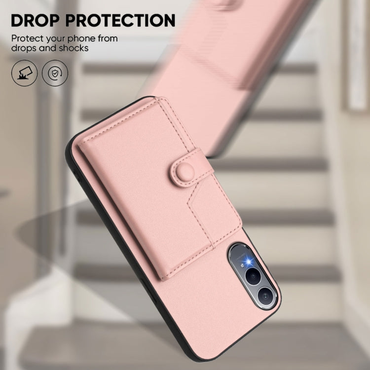 Funda para Teléfono OnePlus Nord CE4 Lite 5G Antirrobo con Botón y Tarjetero RFID (Rosa)