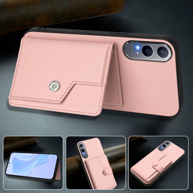 Funda para Teléfono OnePlus Nord CE4 Lite 5G Antirrobo con Botón y Tarjetero RFID (Rosa)