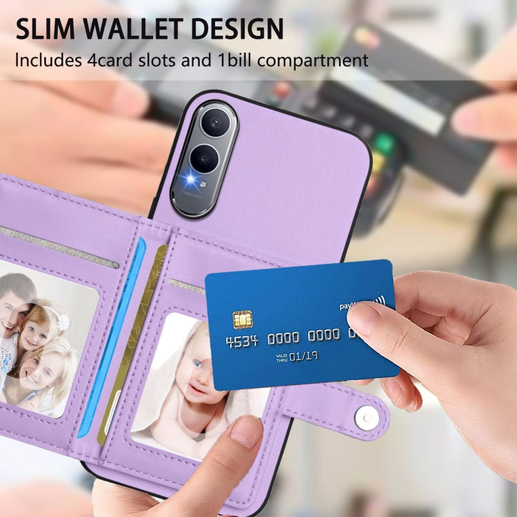 Funda Antirrobo para OnePlus Nord CE4 Lite 5G con Botón y Tarjetero RFID (Morado)