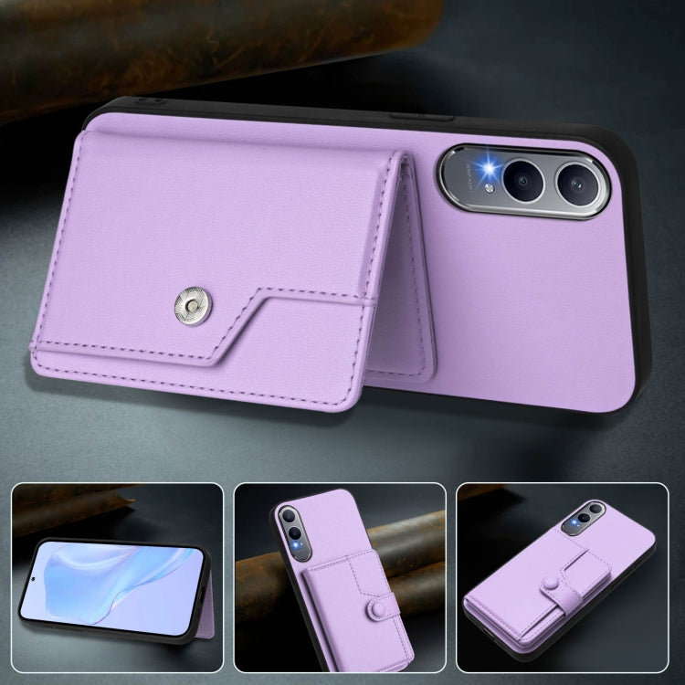 Funda Antirrobo para OnePlus Nord CE4 Lite 5G con Botón y Tarjetero RFID (Morado)