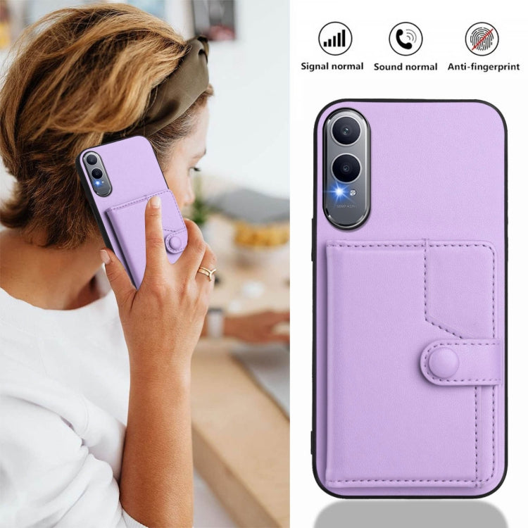 Funda Antirrobo para OnePlus Nord CE4 Lite 5G con Botón y Tarjetero RFID (Morado)