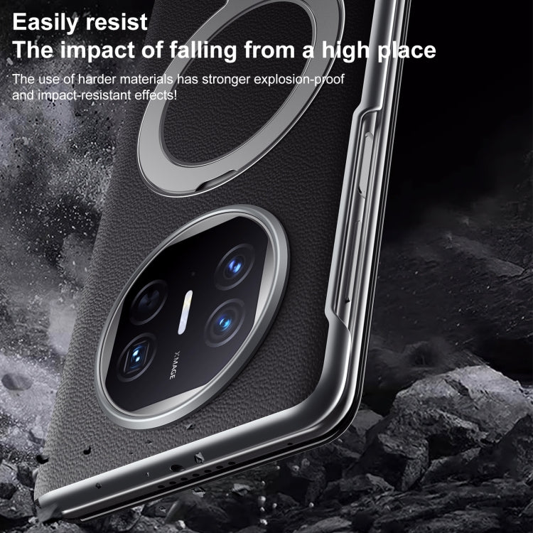 Funda de Cuero con Soporte Magnético Magsafe y Ventana Smart View para Huawei Mate X5/X3 (Rojo)