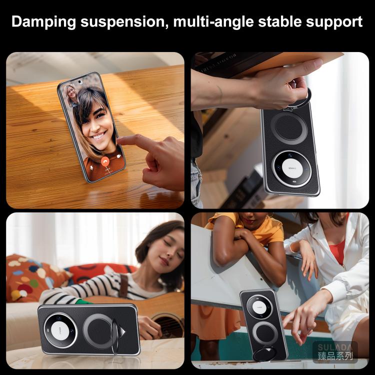 Funda para Teléfono Huawei Pura 70 Ultra con Soporte Magnético Magsafe de Cuero (Marrón)