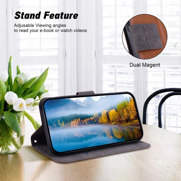 Funda de Cuero Ultrafina con Hebilla Magnética para iPhone 16E (Marrón)