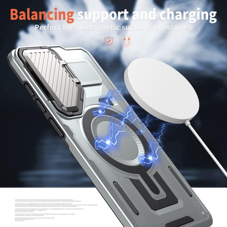 Funda con marco protector MagSafe para Samsung Galaxy S25 Edge 5G (gris)