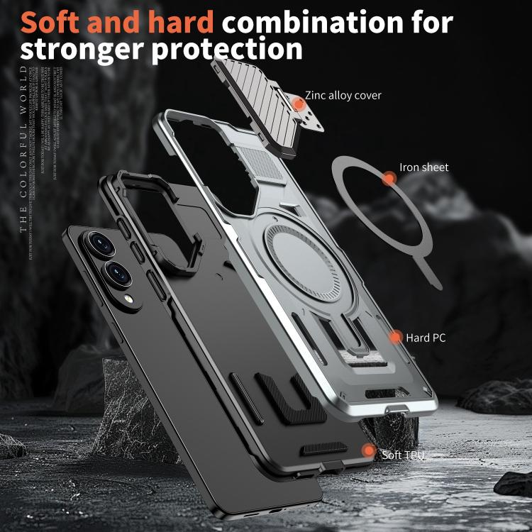 Funda con marco protector MagSafe para Samsung Galaxy S25 Edge 5G (gris)
