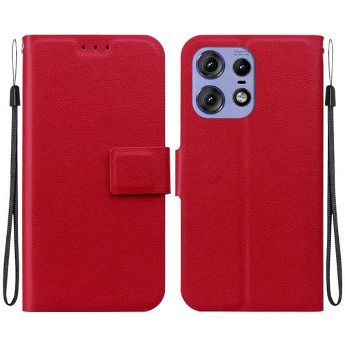 Funda de Cuero Ultradelgada con Hebilla Magnética para Motorola Edge 50 Pro (Rojo)