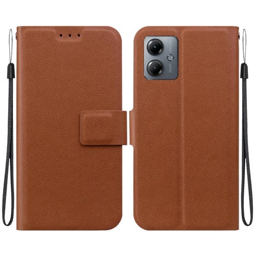 Funda de Cuero con Hebilla Magnética Ultrafina para Motorola Moto G14 (Marrón)