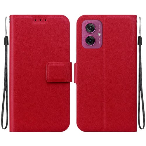Funda de Cuero Ultradelgada con Hebilla Magnética para Motorola Moto G55 (Rojo)