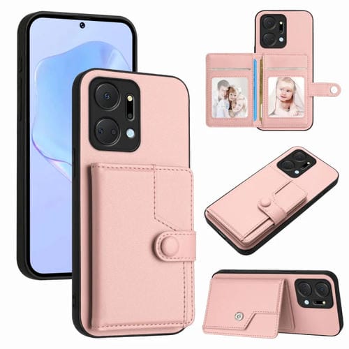 Funda Antirrobo para Honor X7A Play7T con Botones y Tarjetero RFID (Rosa)