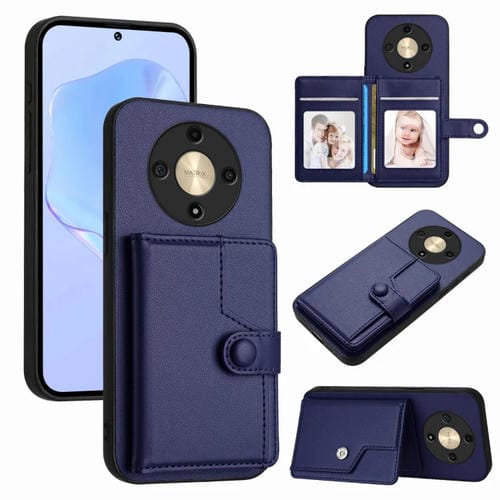 Funda para Teléfono Antirrobo con Botón y Tarjetero Rfid para Honor X9B y Magic6 Lite 5G (Azul)