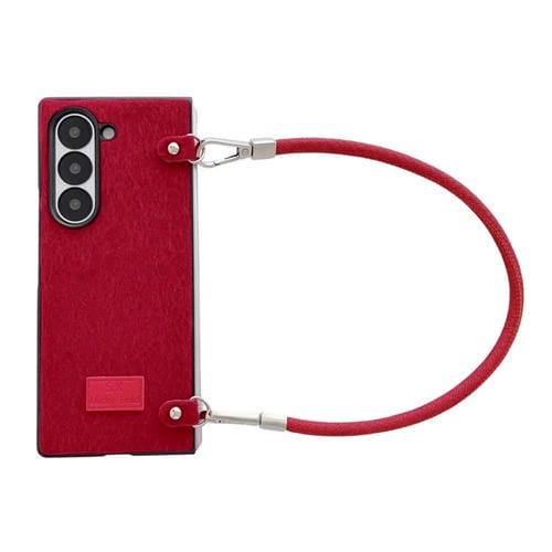 Funda de Teléfono Felpa Samsung Galaxy Z Fold Cobertura Total Correa Muñeca (Roja)