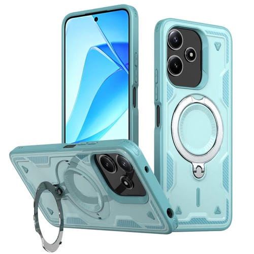 Funda híbrida de TPU con soporte para anillo MagSafe para Redmi 12 5G (azul claro)