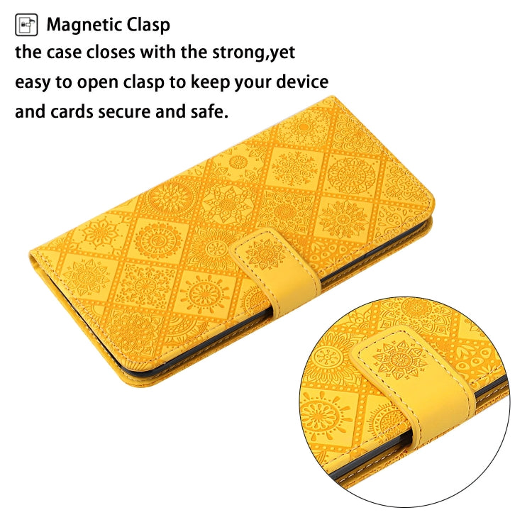 Funda Cuero Patrón En Relieve Estilo Étnico para Tecno Pova 6 Neo (Amarillo)