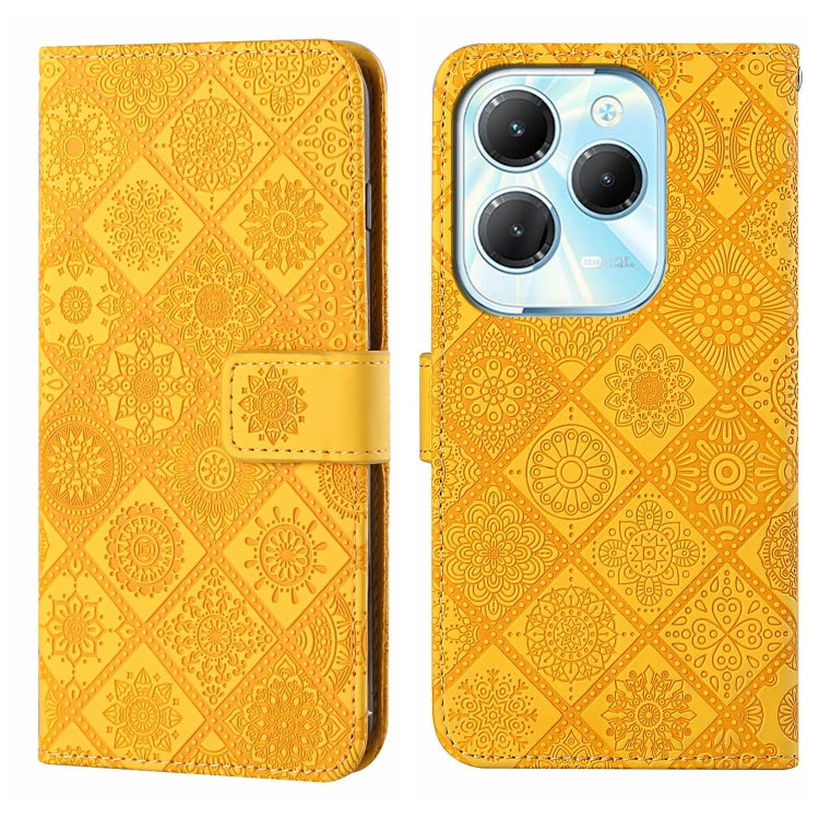 Funda de Cuero con Patrón en Relieve Estilo Étnico para Infinix Hot 40/40 Pro (Amarillo)