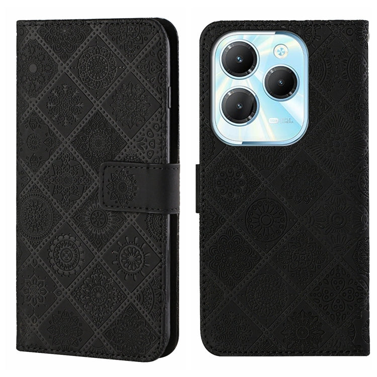 Funda de Cuero con Patrón en Relieve Estilo Étnico para Infinix Hot 40/40 Pro (Negro)