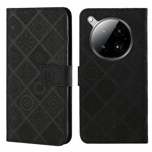 Funda de Cuero con Patrón En Relieve Estilo Étnico para Infinix Zero 40 4G (Negro)