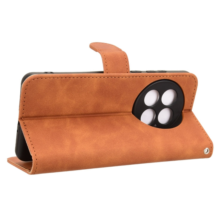 Funda de Cuero con Tapa Magnética para OnePlus 13 (Marrón)