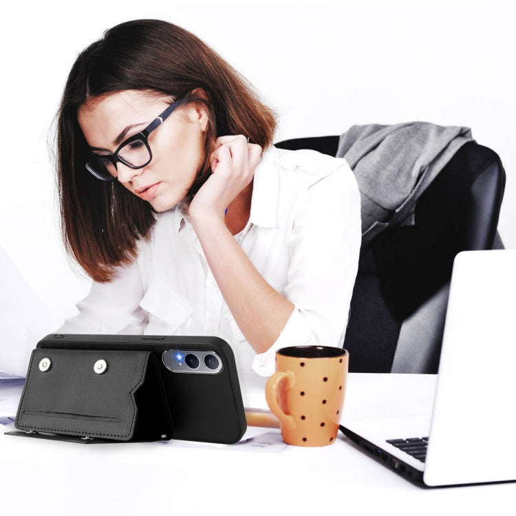 Funda para OnePlus Nord CE4 Lite 5G con 4 Ranuras para Tarjetas y Correa (Negra)